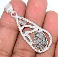 Pandantiv argint meteorit Campo del Cielo diamant Herk cercei perle
