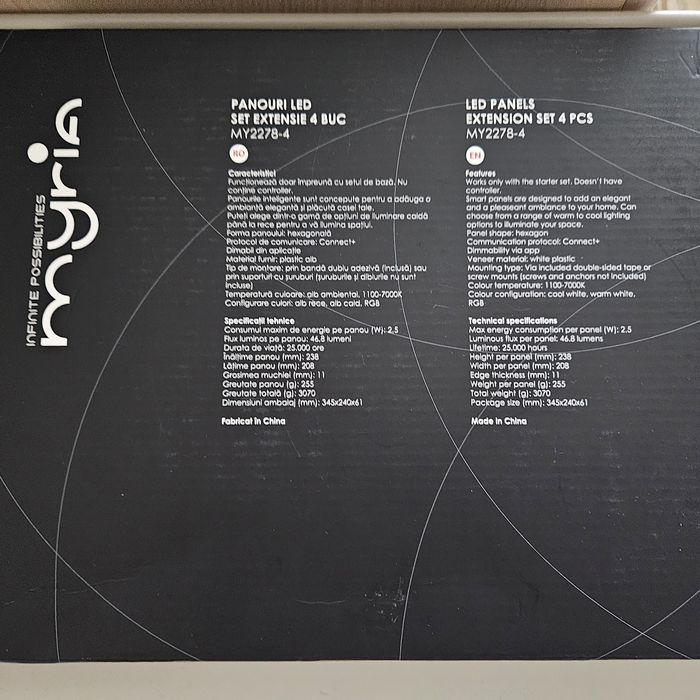 Panouri led smart Myria - set extensie 4 bucăți