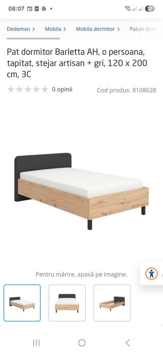 Pat dormitor 160x200 cu saltea