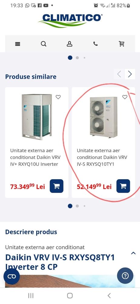 Vand pomba de caldura VRV daikin noua cu 4 splituri