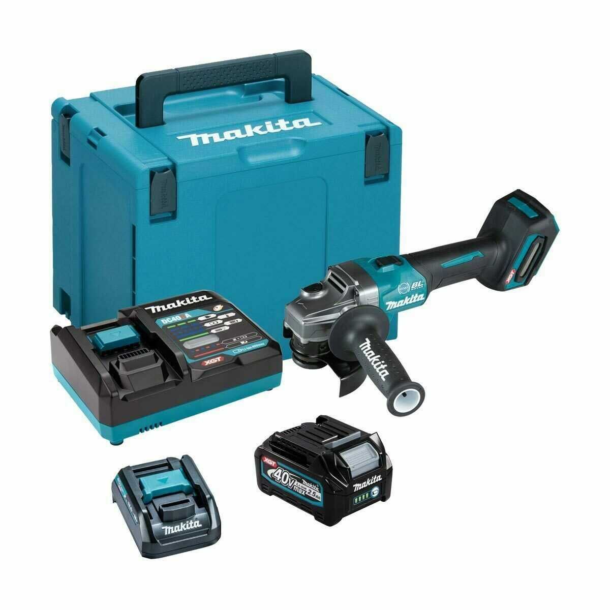 Makita Макита Акумулаторен Безчетков Ъглошлайф 115 40V Батерия Зарядно