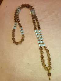 Colier rosario topaz albastru + Quartz afumat