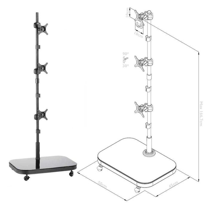 Suport de 3 televizoare, stand TV pentru expozitii