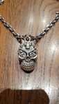 Lant argint 925 italy masiv,pandantiv cap de mort,skull,cristale,lung