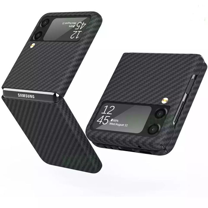 Samsung Z FLIP FOLD 2 3 4 5 6 Husa Ultra Slim Kevlar/Fibra Carbon Neag