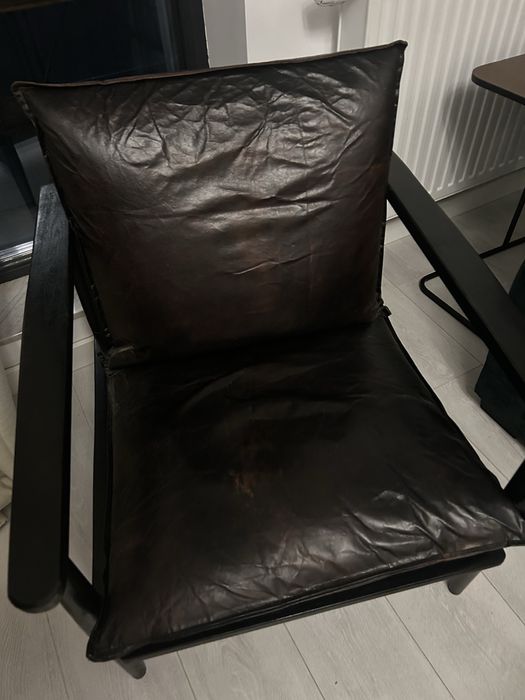 Fotoliu piele si lemn de acacia