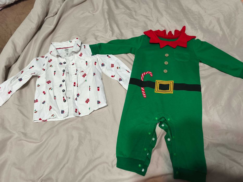 Cămașă și salopeta elf,12-18 luni
