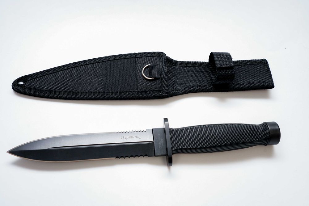 Tактически нож Охотник + текстилен калъф, ножове за гората