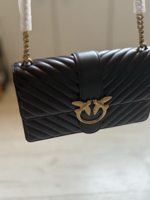 Pinko, Кожена чанта Love Classic Icon, Черен