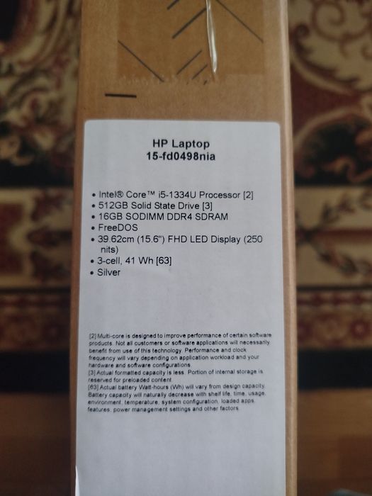 Ноутбук HP 15-FD0498NIA I5-1334U 16GB 512GB 15,6 FHD SILVER