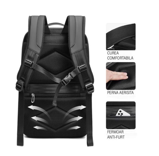 Rucsac laptop impermeabil multifunctional, 15.6 in,30x16x47 cm, Negru