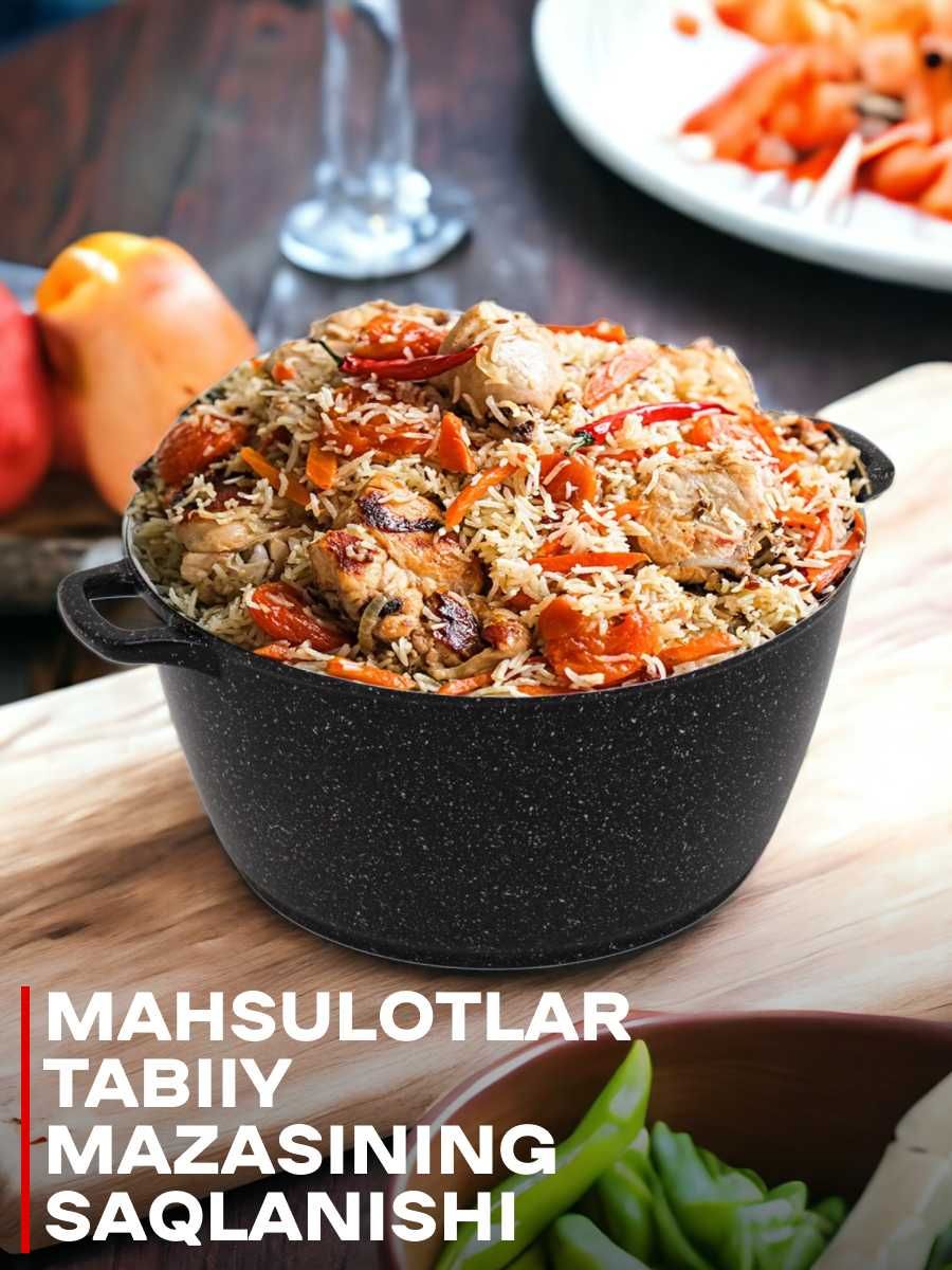 Qozon granitli "Горница" mazzali osh va boshqa ovqatlar