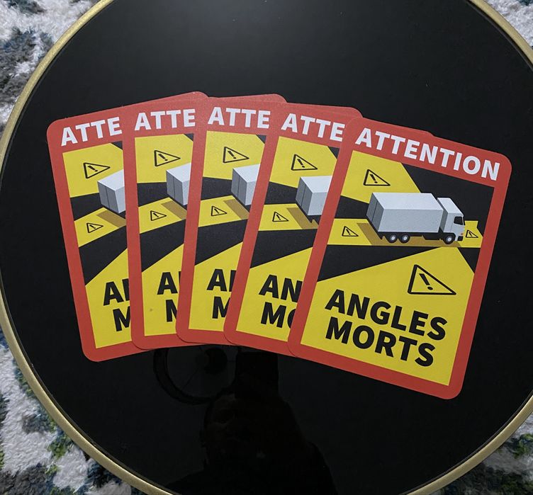 Sticker Avertizare Unghi Mort Autocolant Textil Vinyl Set 5 buc