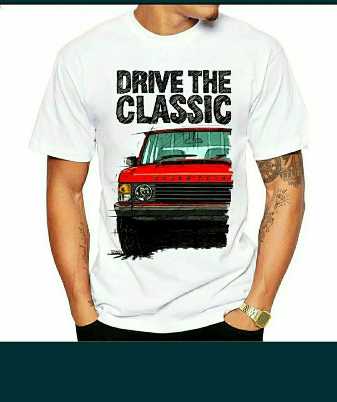 Tricou alb Land Rover