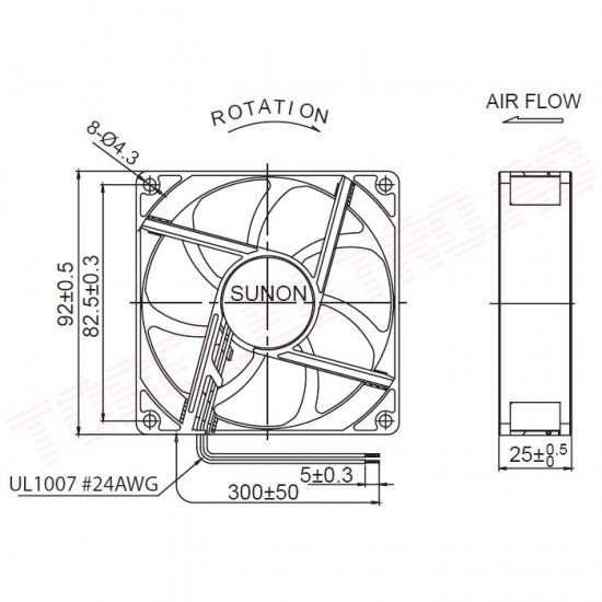 Ventilator/Cooler SUNON 92x92x25 12V pe rulmenti cu flux mare de aer.