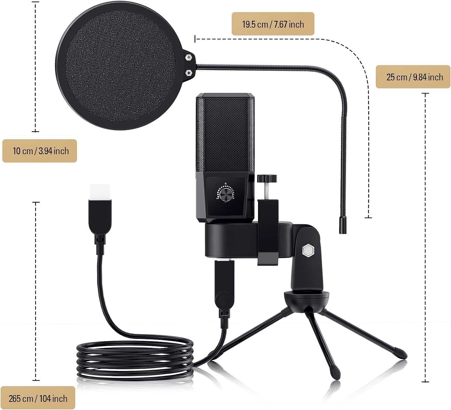 Професионален  кондензаторен USB микрофон  JEEMAK PC23