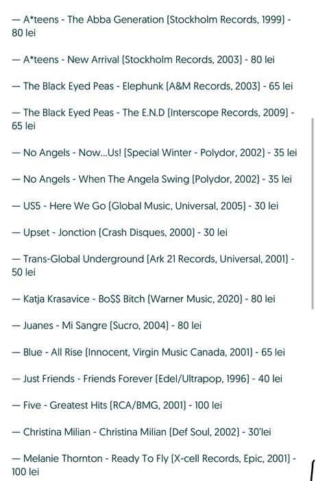 Pachet 16 Eurodance/EuroPop - Five/Blue/A*teens/US5/Black Eyed Peas