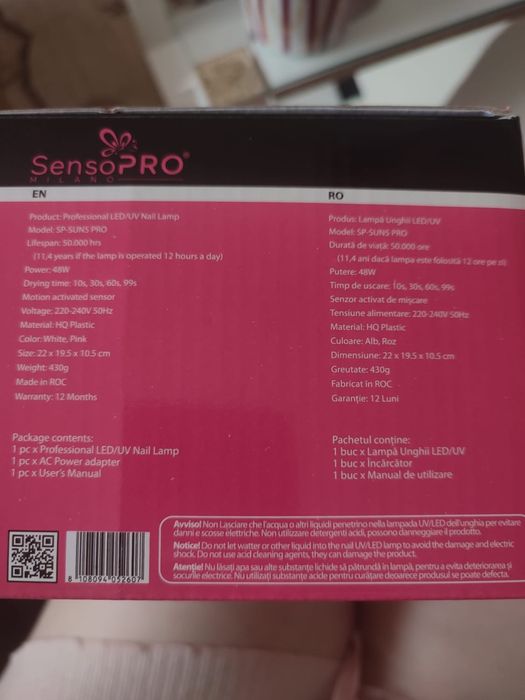Lampă unghii profesională LED/UV SensoPRO SUN5 PRO – 48W
