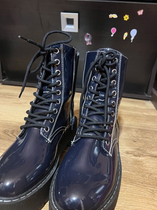 Ghete lacuite h&m albastru platforma 39