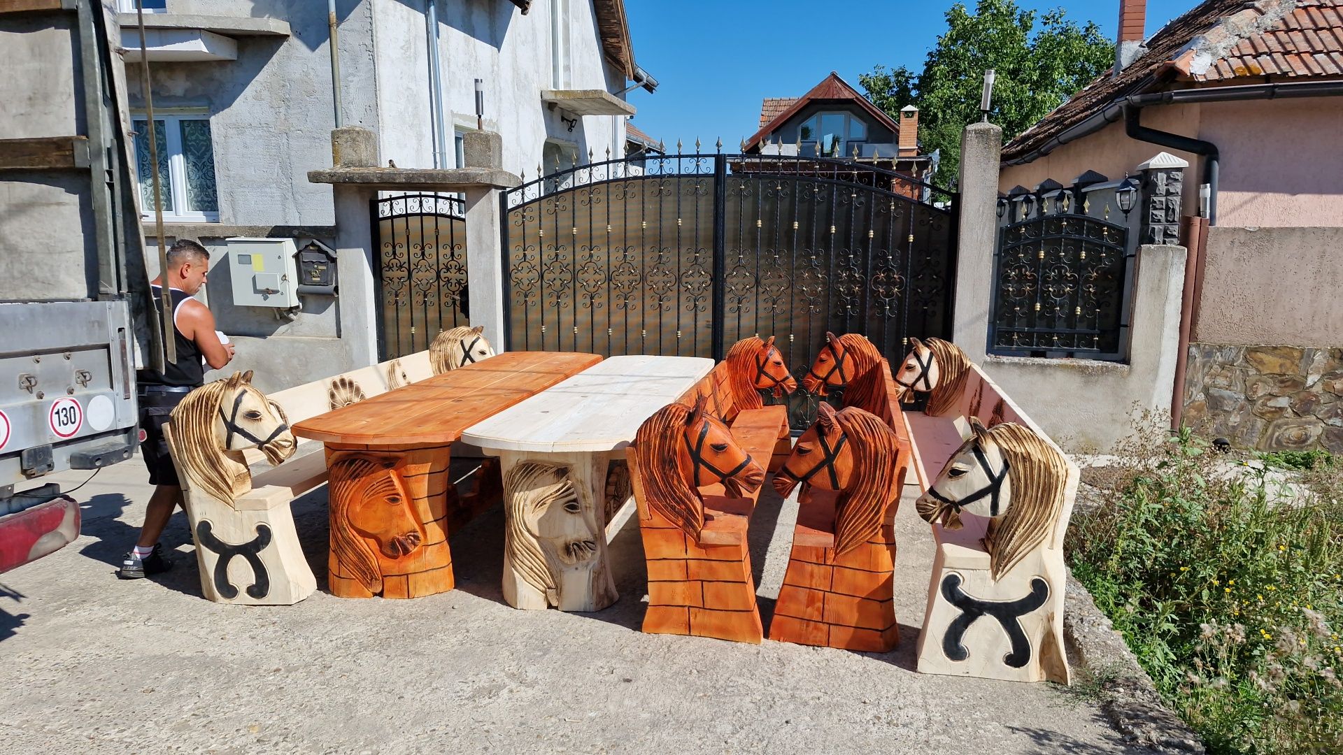Masa, banca din lemn masiv - Unicat - Mobilier gradina