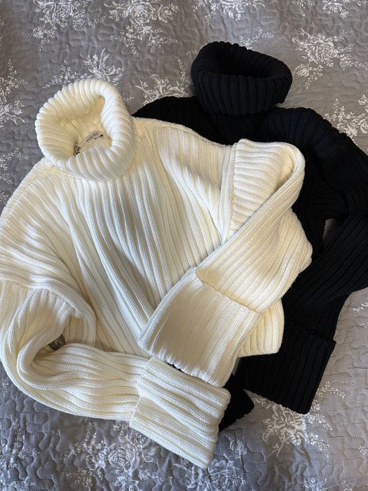 Скъсен пуловер с поло