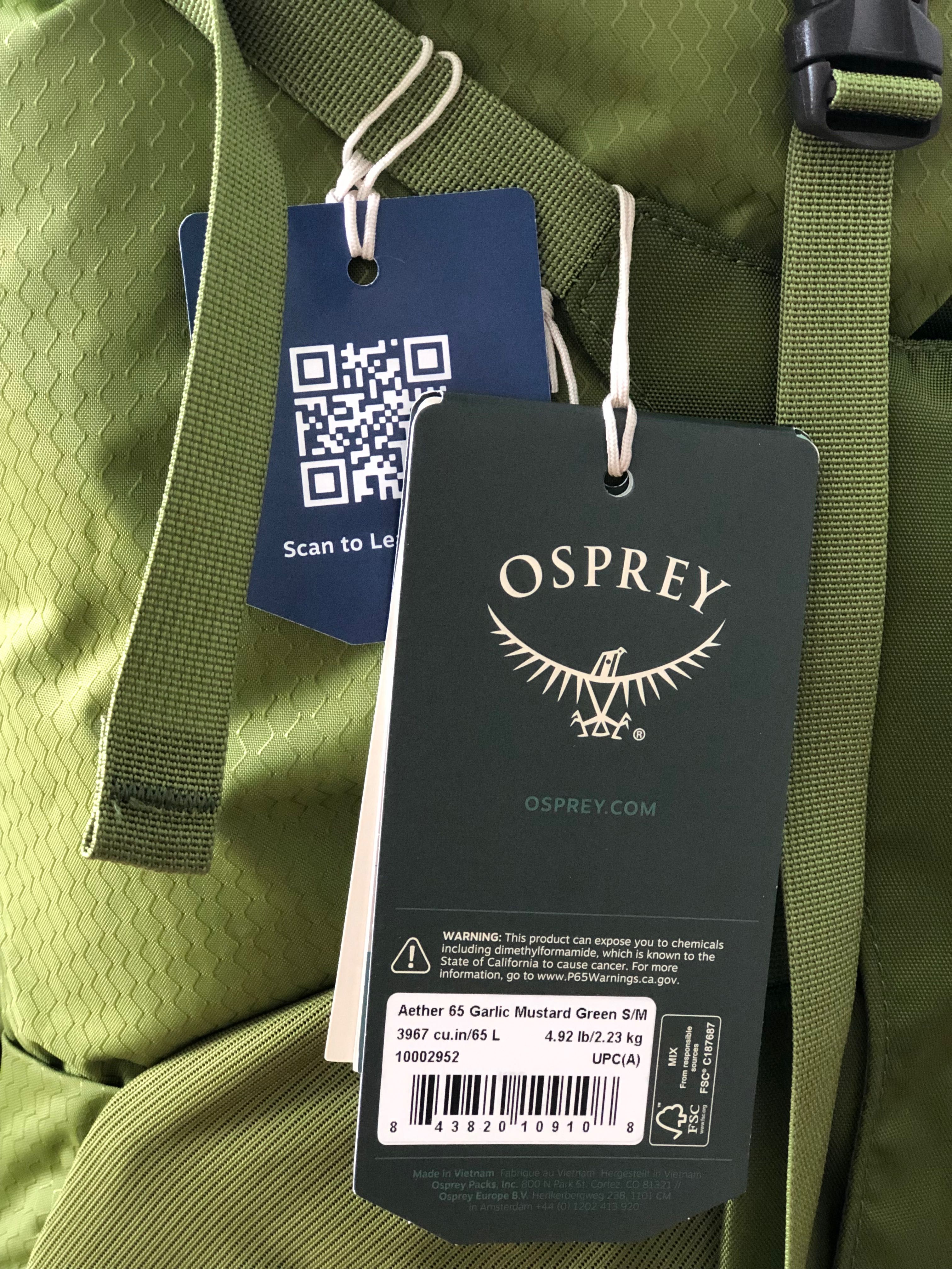 Нова раница Osprey Aether 65