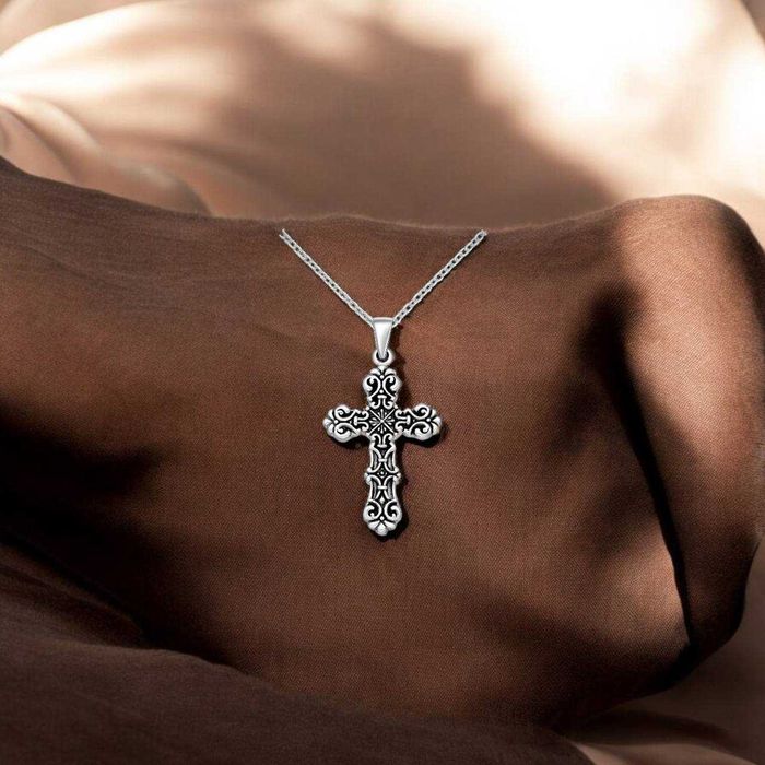 Talisman/Pandantiv din argint oxidat 925, model Cruce – 7,6g