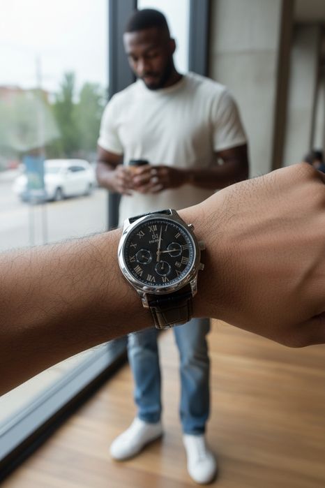 Мужские серебрянные наручные часы ника