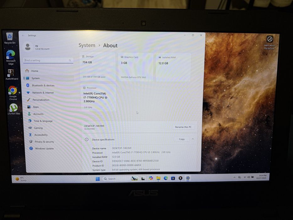 Laptop asus rog gl502 gtx 1060 intel i7-7700hq