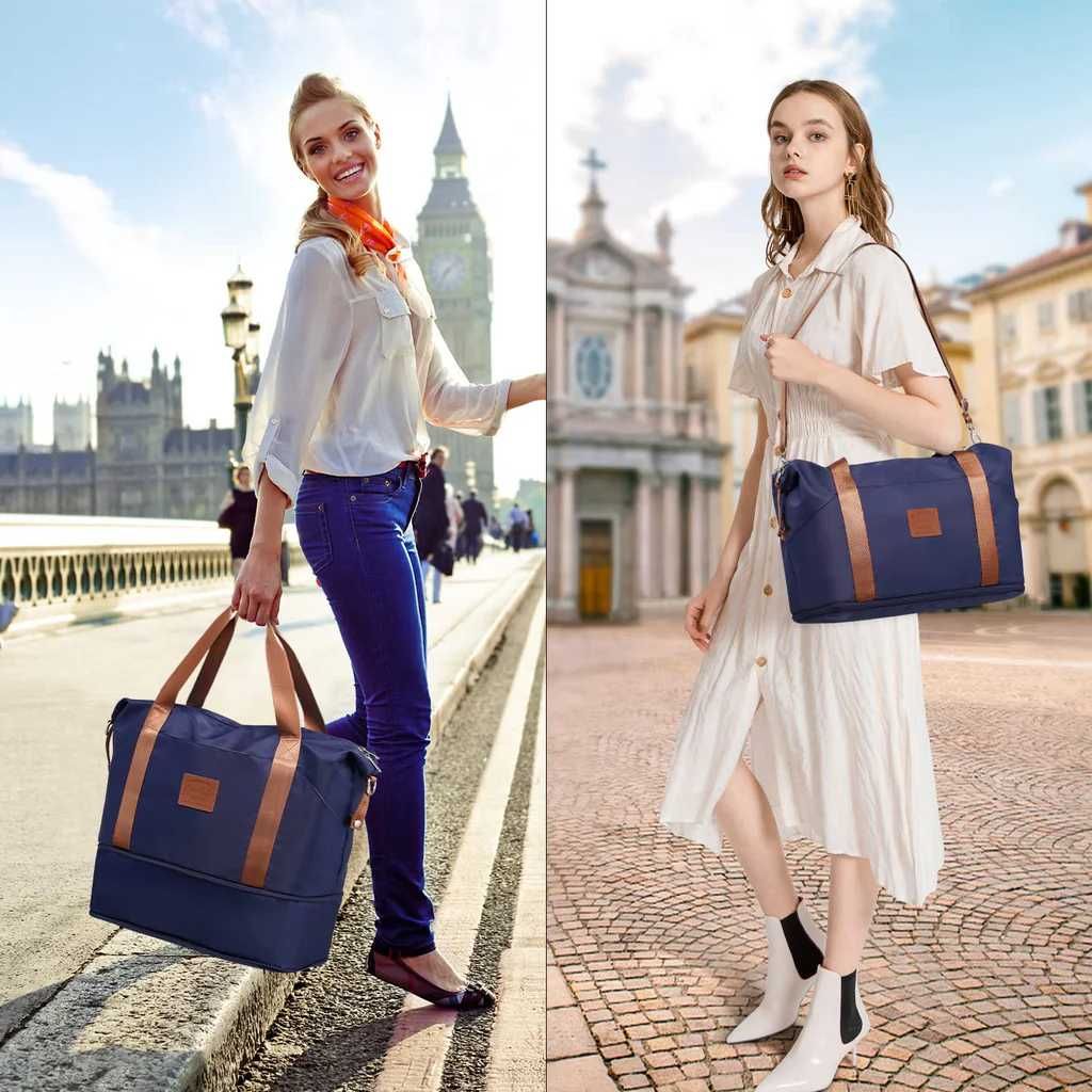 Geantă de Călătorie COOLIFE pt Femei, 40x20x25cm, Set 2 Piese, Neagră