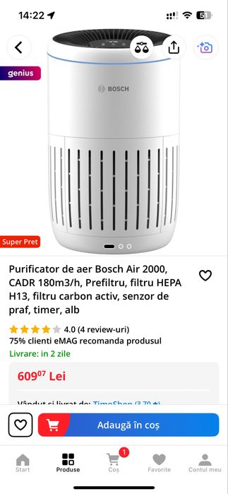 Purificator aer bosch air 4000