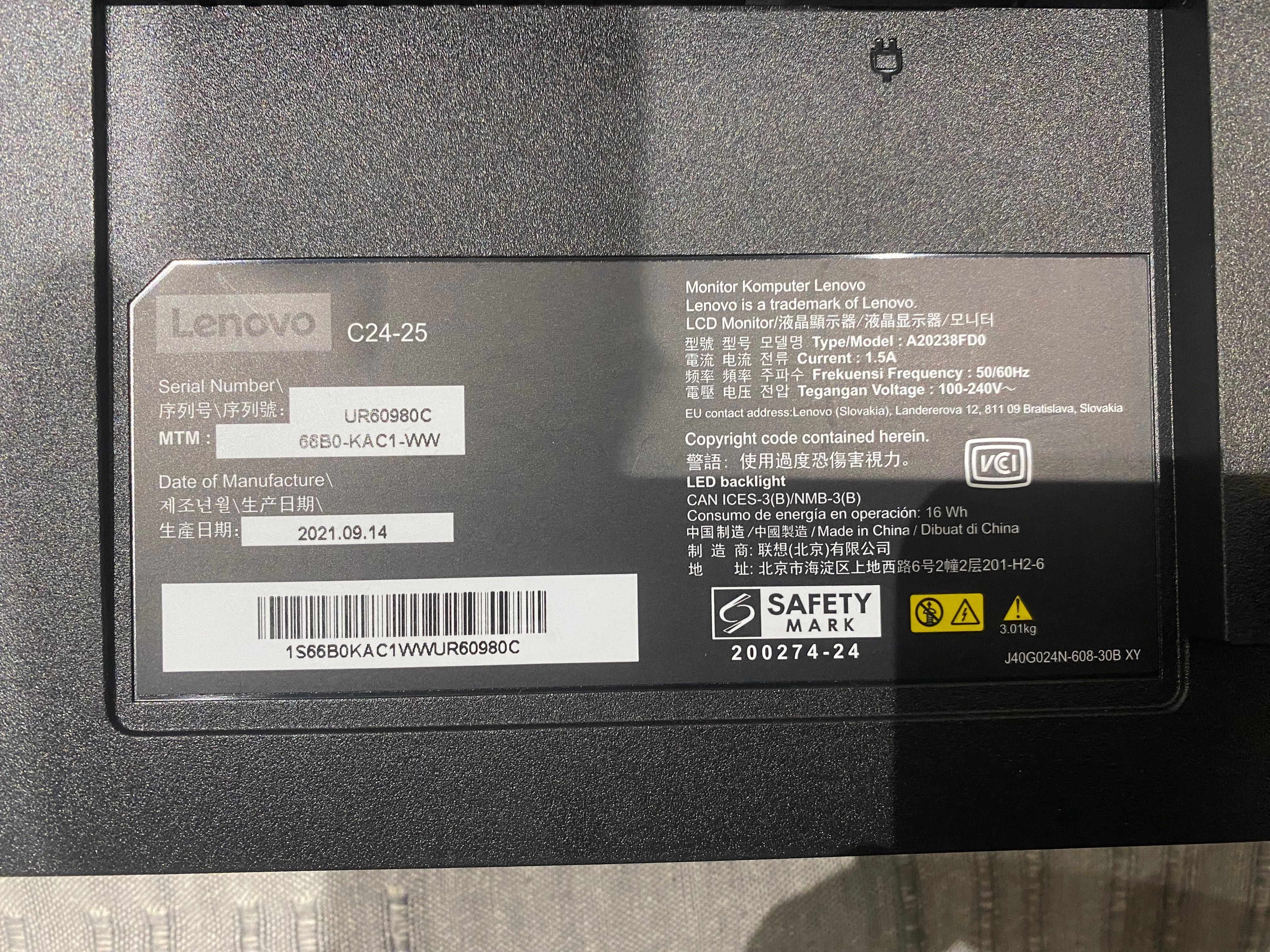 Монитор 24” Lenovo C24-25 , 75hz