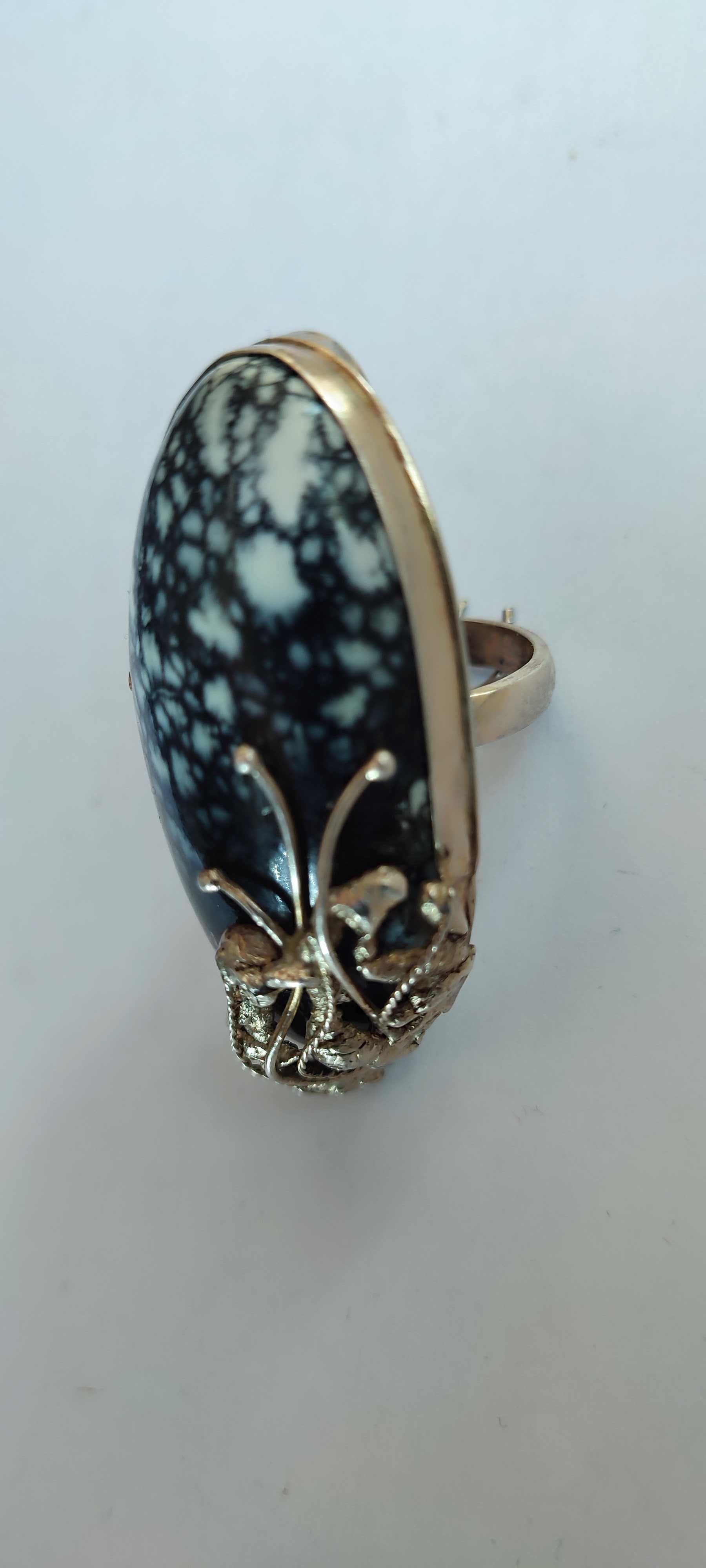 Красивейшее серебряное кольцо с крупным камнем ОПАЛ ЛЕОПАРДОВЫЙ