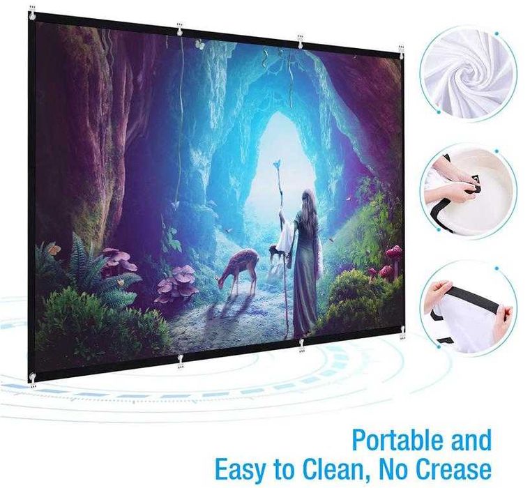 Преносим Сгъваем Прожекционен Екран за Проектор 100" Инчов 16:9 HD 4:3