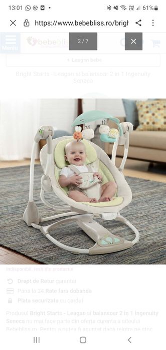 Bright Starts - Leagan si balansoar 2 in 1 Ingenuity Seneca