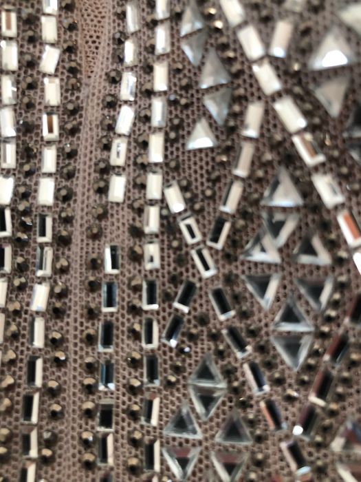 Rochie ocazie S/M piere aplicate din lurex auriu ca noua