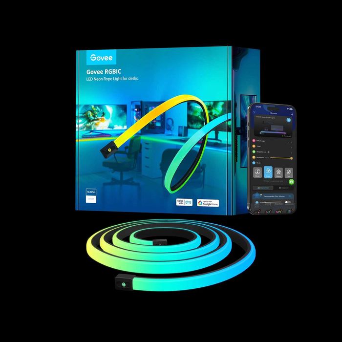 Govee RGBIC LED Neon Rope Lights for Desks - Banda led birou