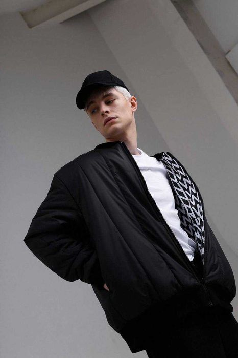 Пуховик мужской 2в1 бренд ZNWR черная куртка оверсайз