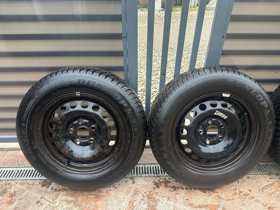 Vând set roti iarna 195/65/15 cu Jante otel  5x112 pe 15"