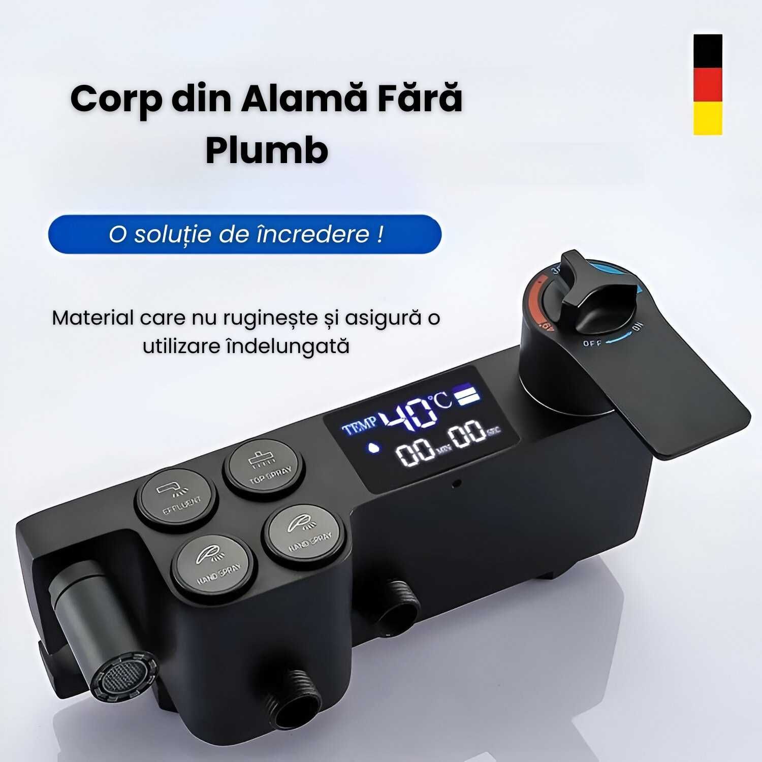 Coloana de Dus Smart,Afis LED,Control Termostatic,Culoare Negru Intens