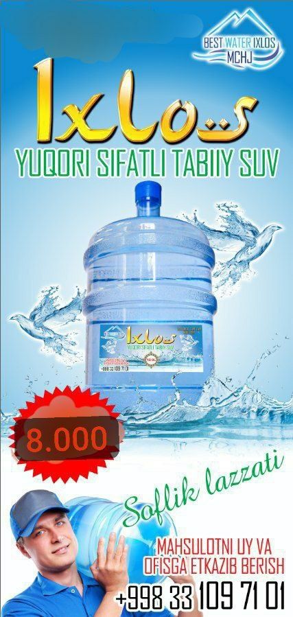 Filtirlangan toza ichimlik suvi