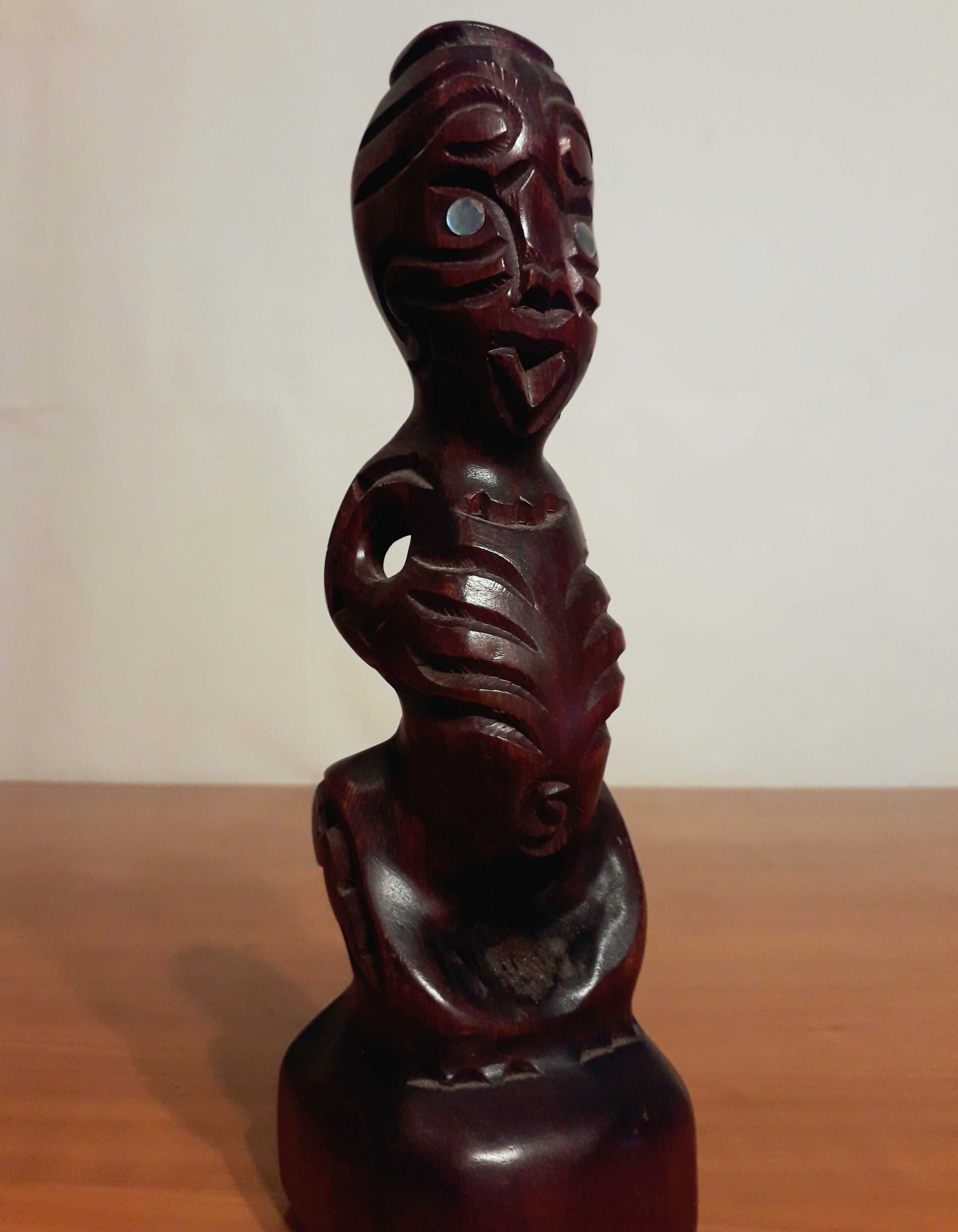 Statueta tribala veche Tiki, Maori, lemn exotic sculptat