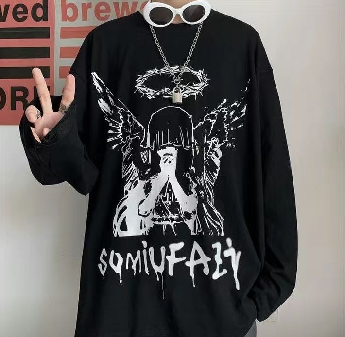 лонгслив оверсайз с графическим принтом