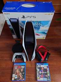 Sony Playstation 5 Disc impecabil, casti gaming, 2 jocuri, FIFA, PS4 5