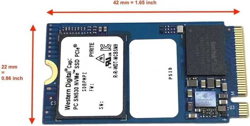 SSD WD 256GB slot m.2 NVMe 3.0 x4 PC SN530 tip 2242 42mm lungime nou