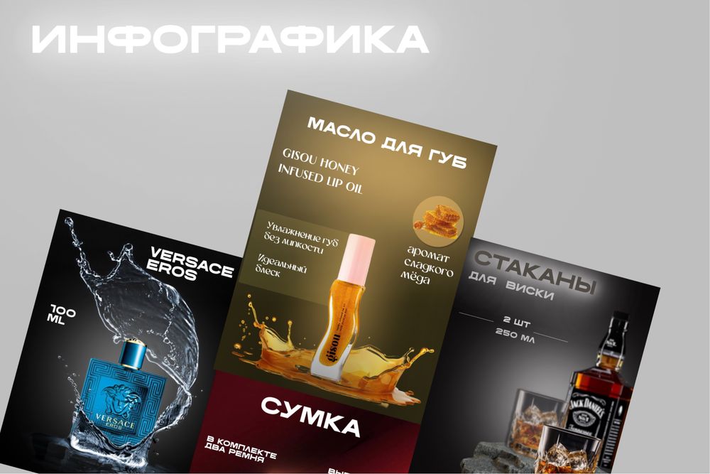 Инфографика и карточки товара для маркетплейсов | Быстро и недорого