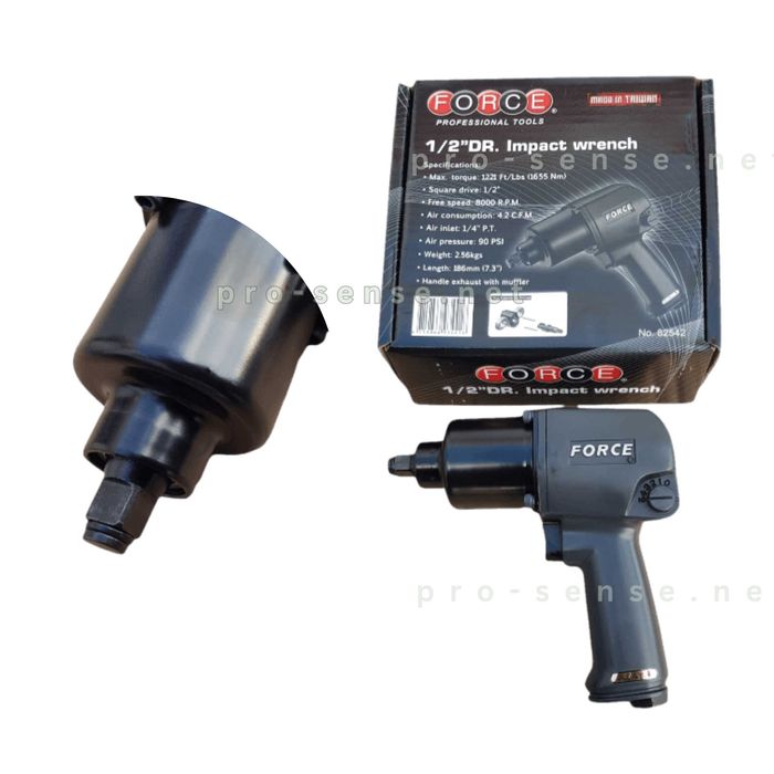 Професионален Гайковерт 1/2" 1655Nm 8000об./мин. 6.2bar FORCE 82542