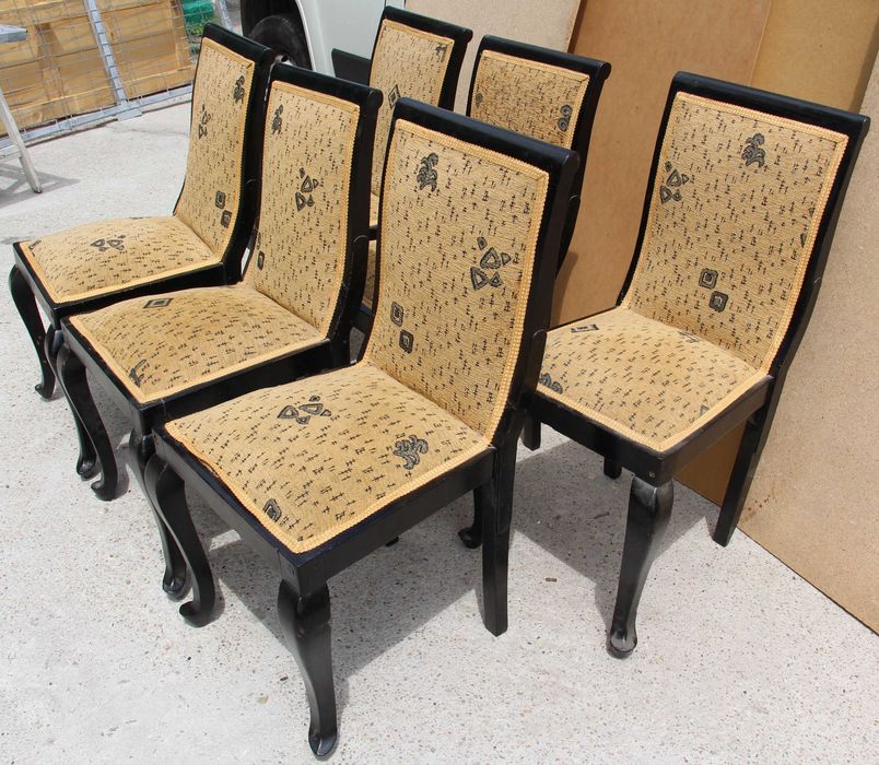 6 buc Scaune Vintage din Lemn Masiv stil ArtDeco; Scaun solid