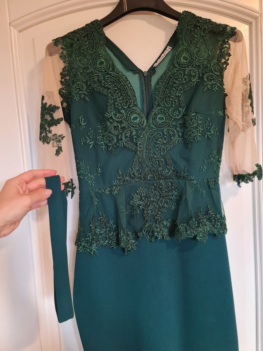 Rochie verde cu dantela