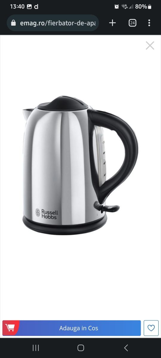 Fierbator de apa RUSSELL HOBBS Chester 20420-70, 1.7l, 2400W, inox